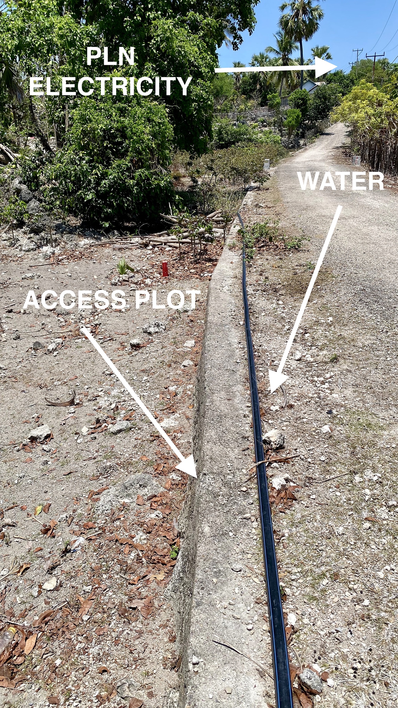 Road and utility infrastructure near the property