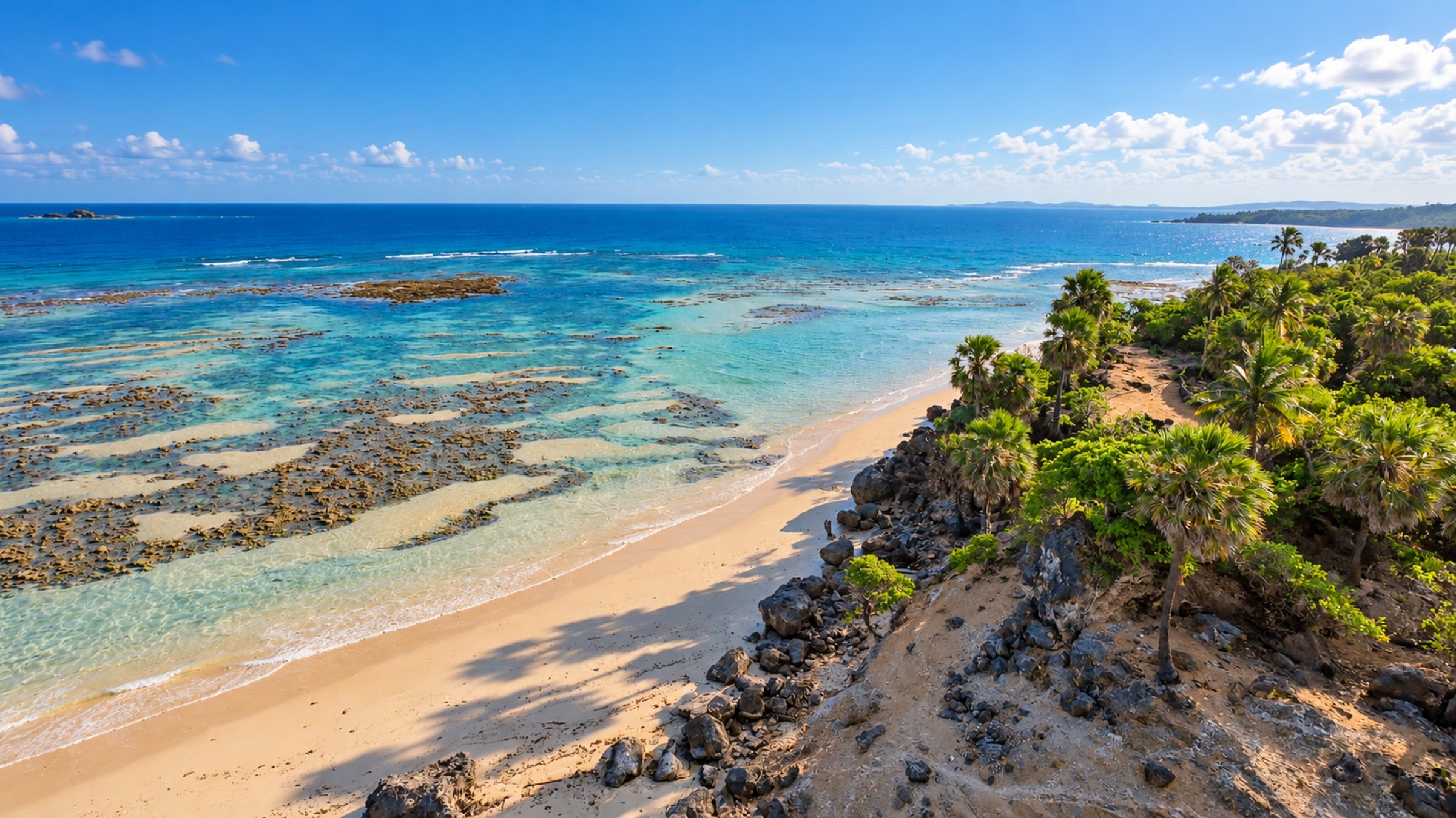 Elevated view along the surrounding coastline