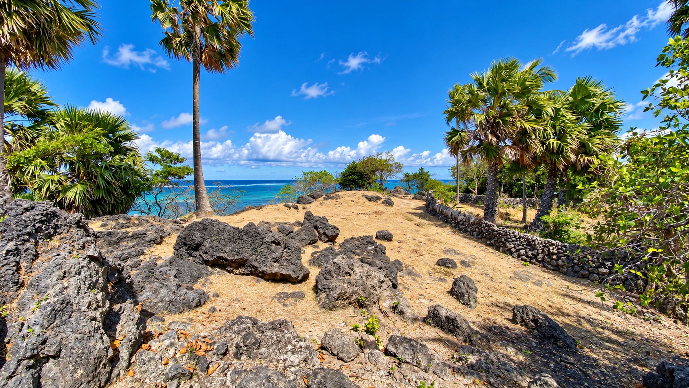 Palm grove and ocean view on the beachfront land