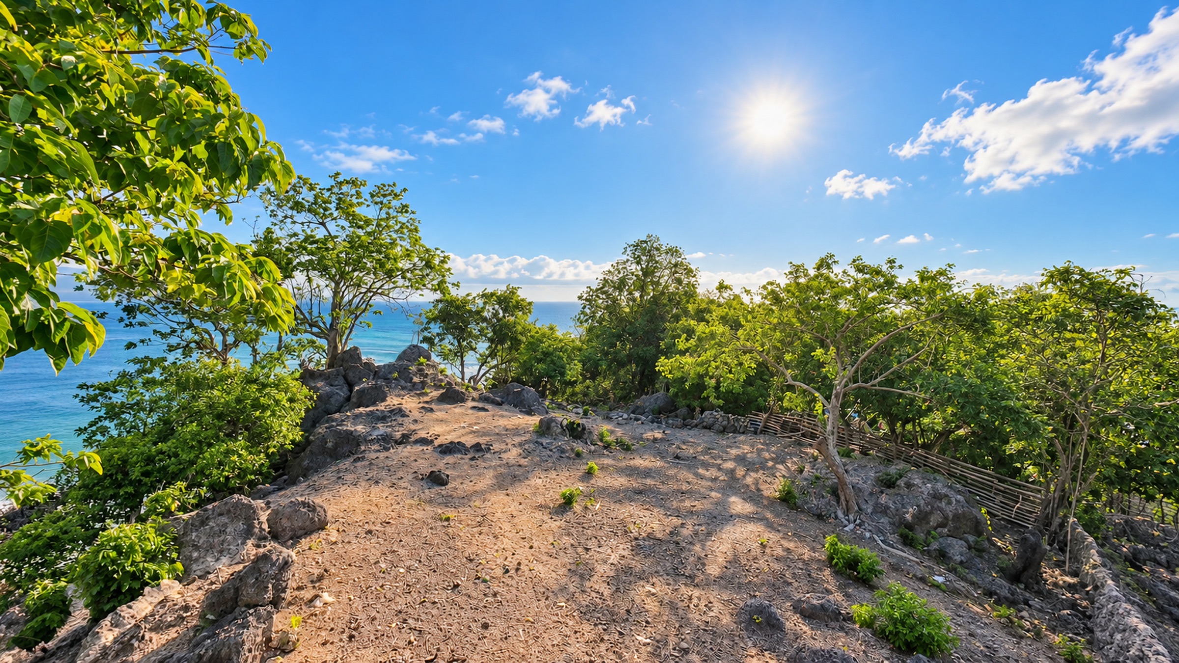 Rocky clearing opening toward the beach